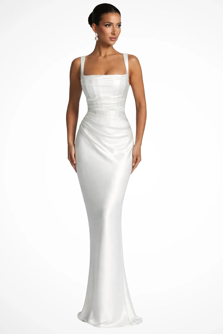 Women's Elegant Party Maxi Dress with Square Neck