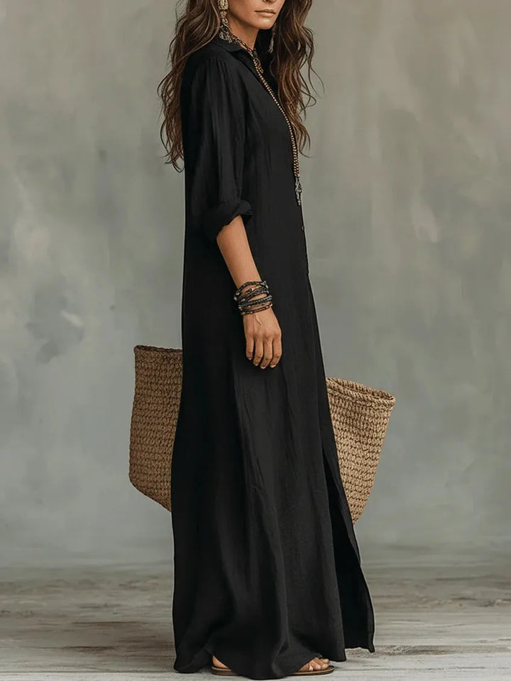 Women's Elegant Vintage Maxi Dress with Long Sleeves