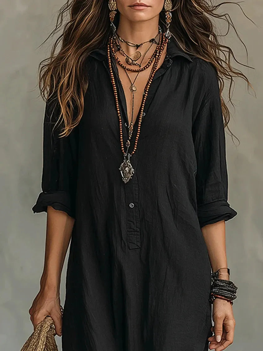Women's Elegant Vintage Maxi Dress with Long Sleeves