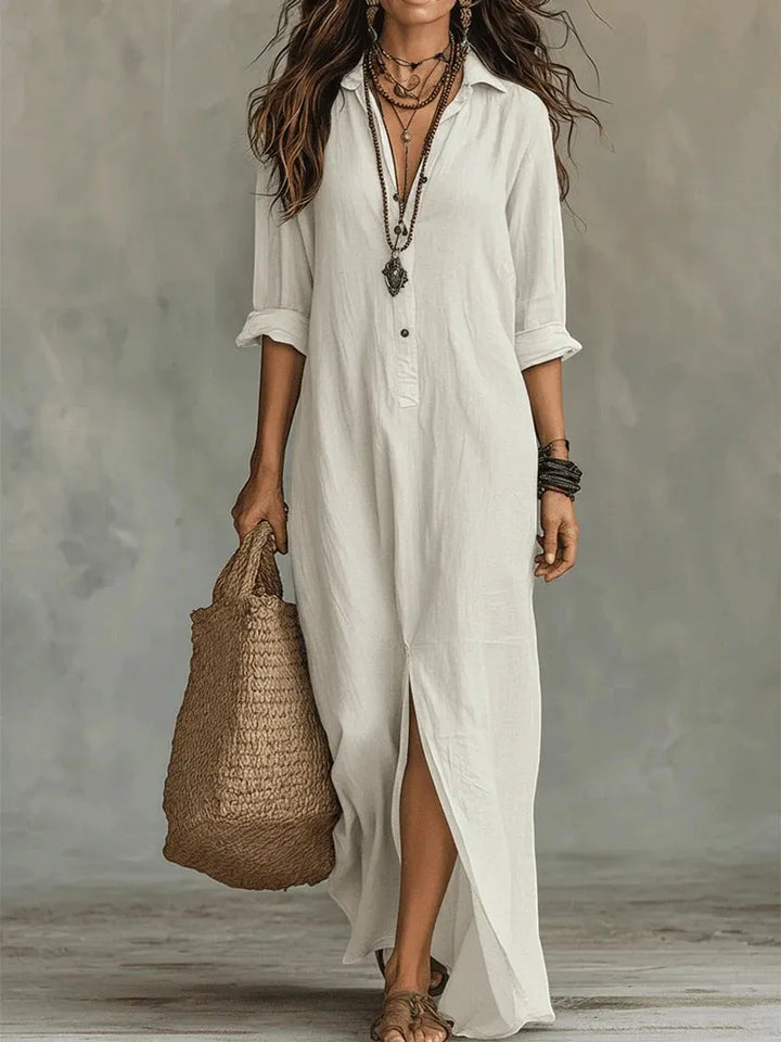 Women's Elegant Vintage Maxi Dress with Long Sleeves
