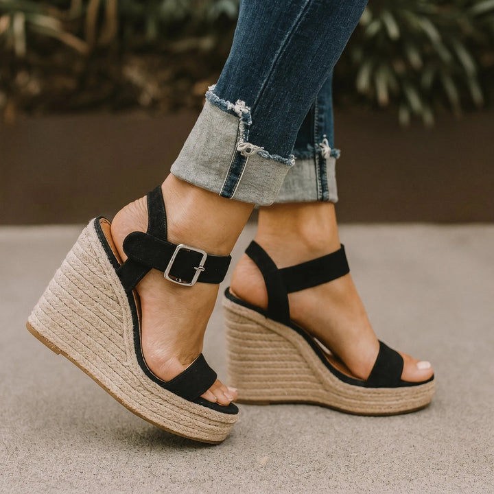 Women's Espadrille Platform Sandals with Adjustable Strap