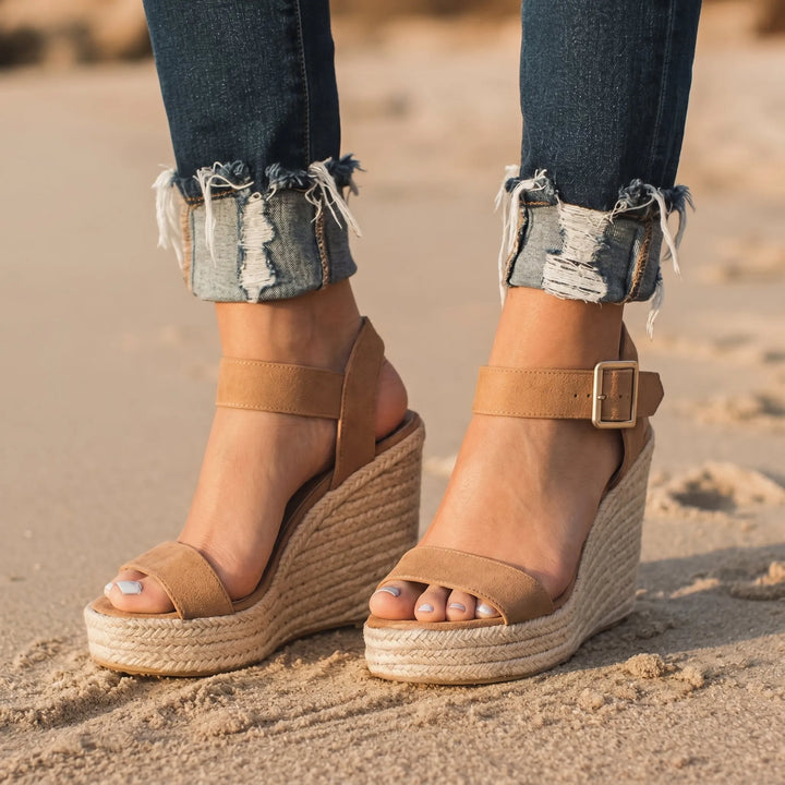Women's Espadrille Platform Sandals with Adjustable Strap