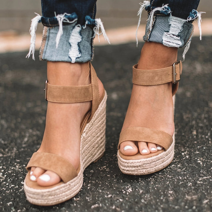 Women's Espadrille Platform Sandals with Adjustable Strap