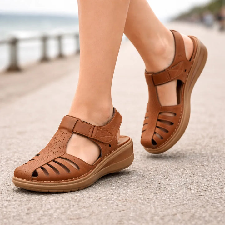 Women's Flat Adjustable Strap Sandals with Arch Support