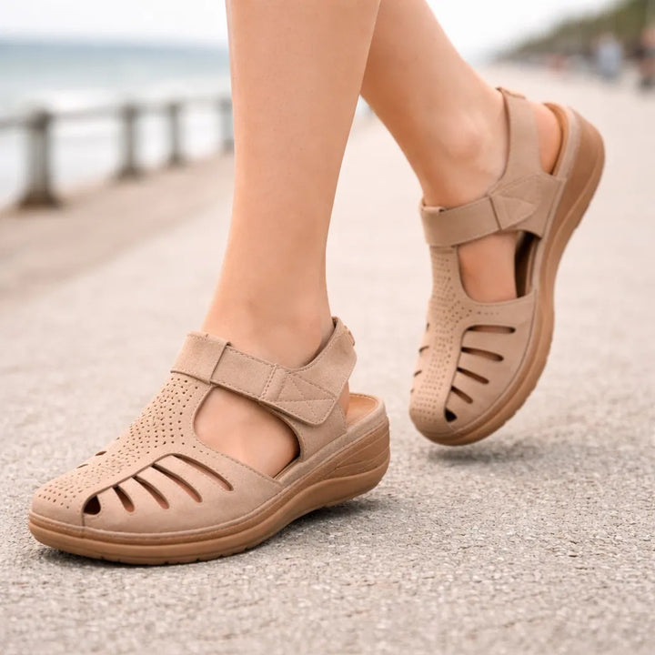 Women's Flat Adjustable Strap Sandals with Arch Support