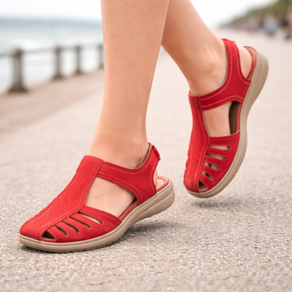 Women's Flat Adjustable Strap Sandals with Arch Support