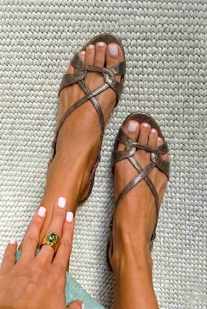 Women's Flat Comfy Strappy Sandals with Cushioned Footbed