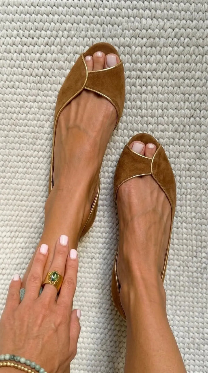 Women’s Flat Elegant Sandals with Gold Trim