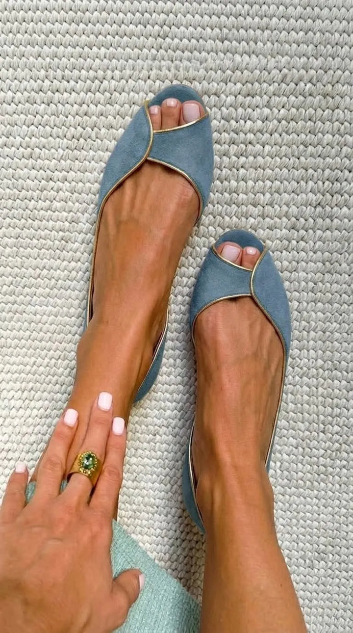 Women’s Flat Elegant Sandals with Gold Trim