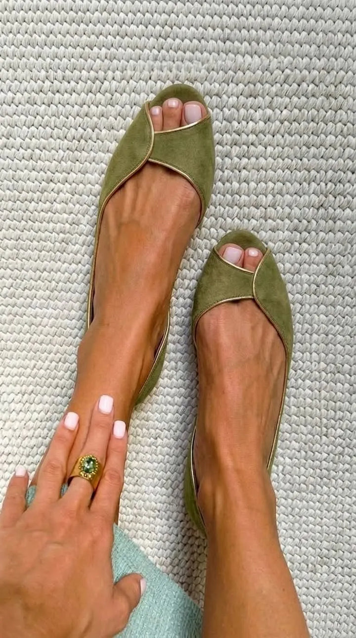 Women’s Flat Elegant Sandals with Gold Trim