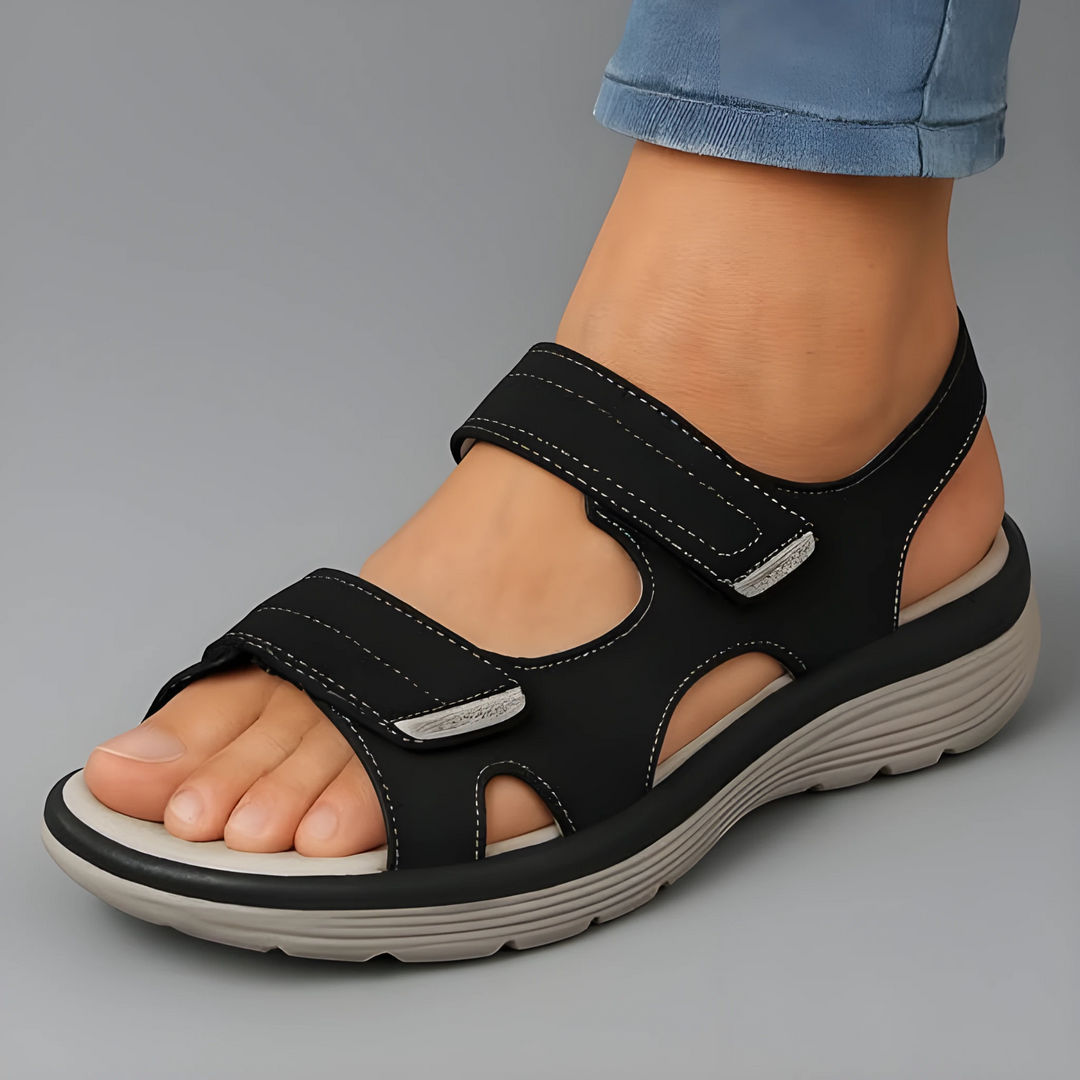 Women's Flat Sandals with Adjustable Strap and Cushioned Insole