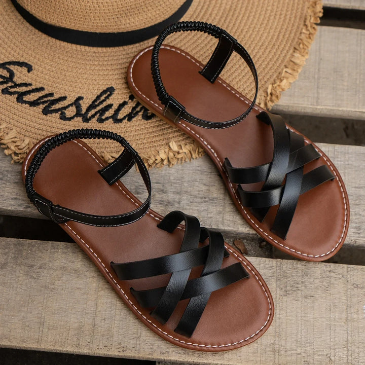 Women's Flat Sandals with Adjustable Strap and Non Slip Sole