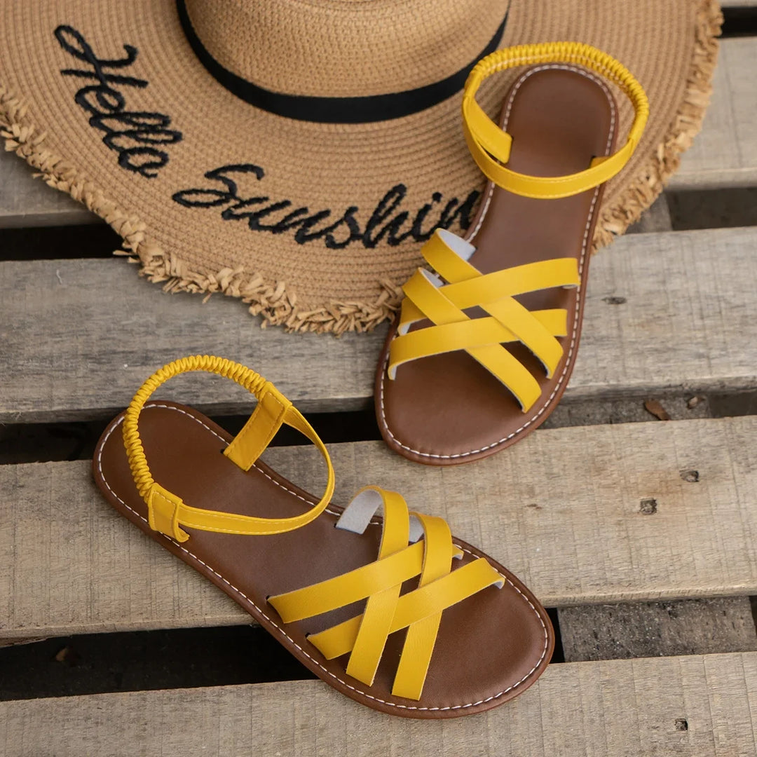 Women's Flat Sandals with Adjustable Strap and Non Slip Sole