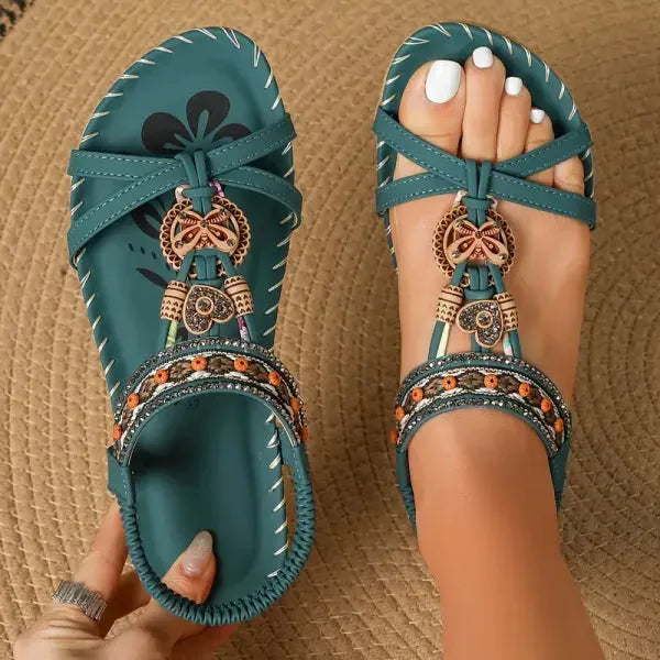 Women's Flat Sandals with Cushioned Insole and Lightweight Sole