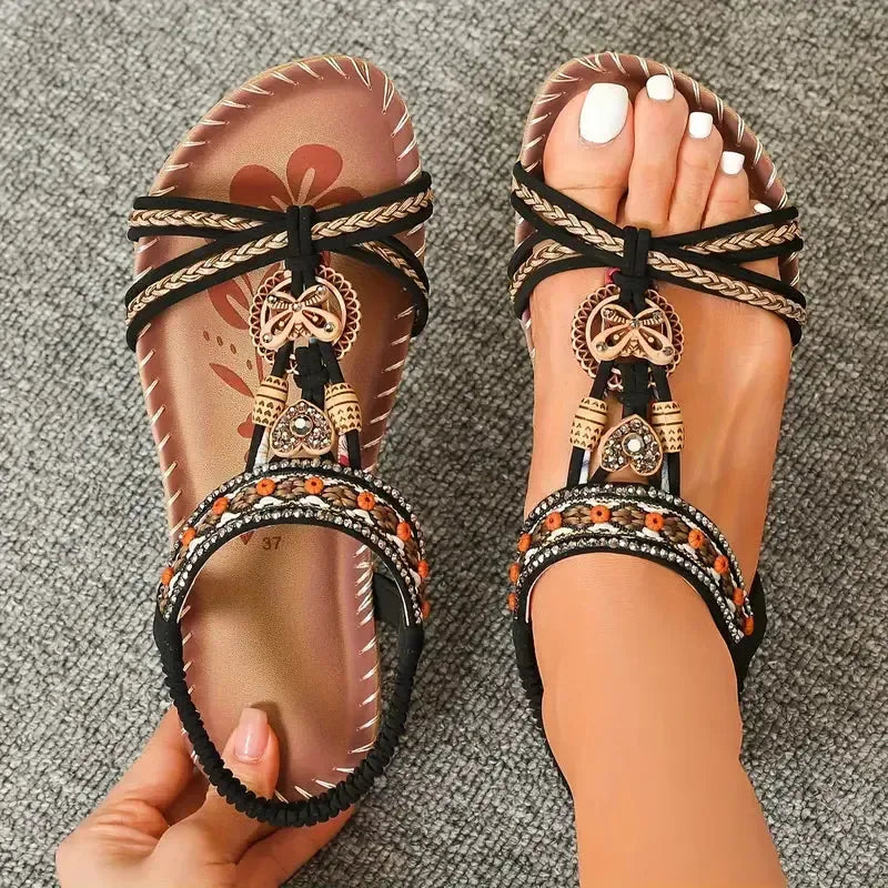 Women's Flat Sandals with Cushioned Insole and Lightweight Sole