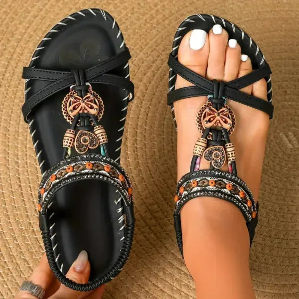 Women's Flat Sandals with Cushioned Insole and Lightweight Sole