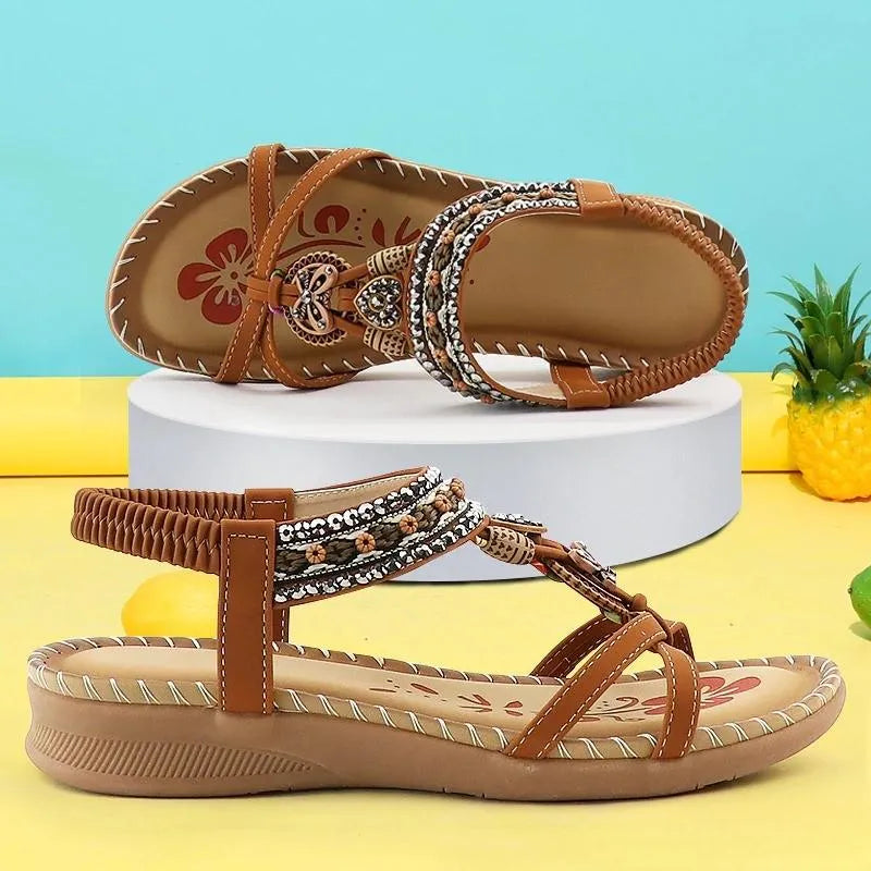 Women's Flat Sandals with Cushioned Insole and Lightweight Sole