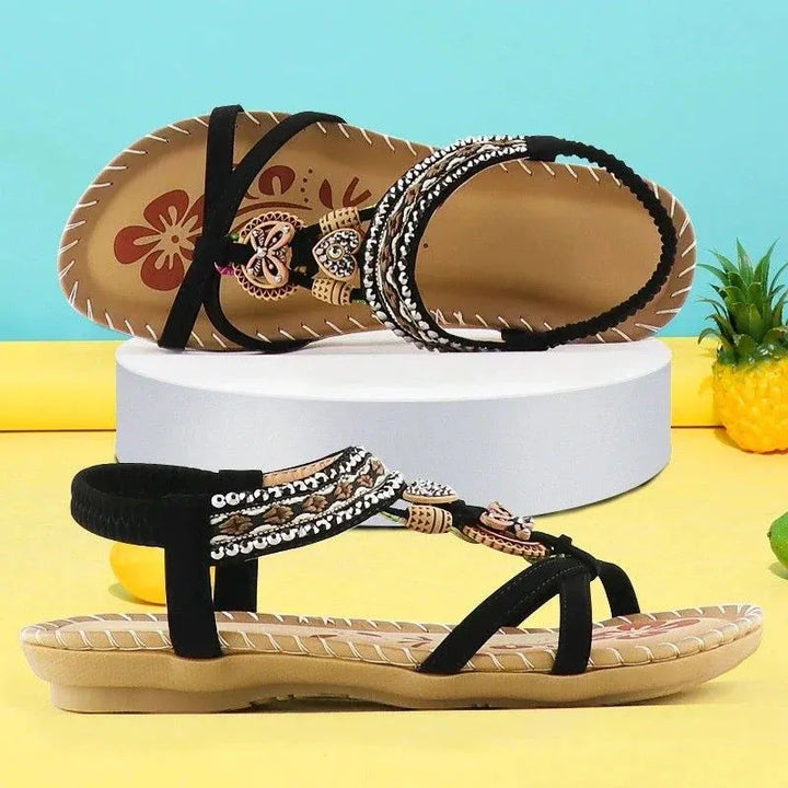 Women's Flat Sandals with Cushioned Insole and Lightweight Sole