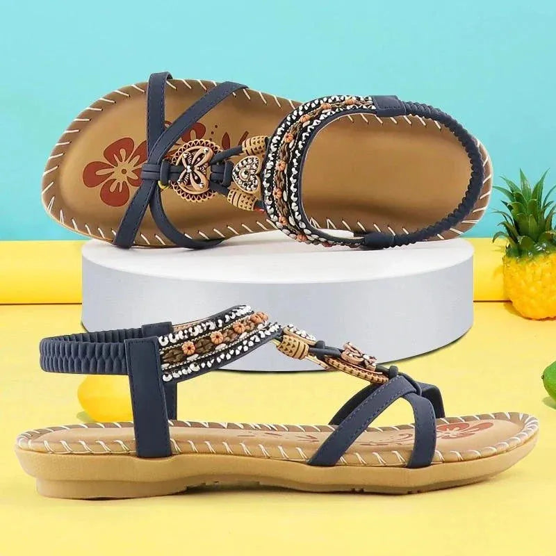 Women's Flat Sandals with Cushioned Insole and Lightweight Sole