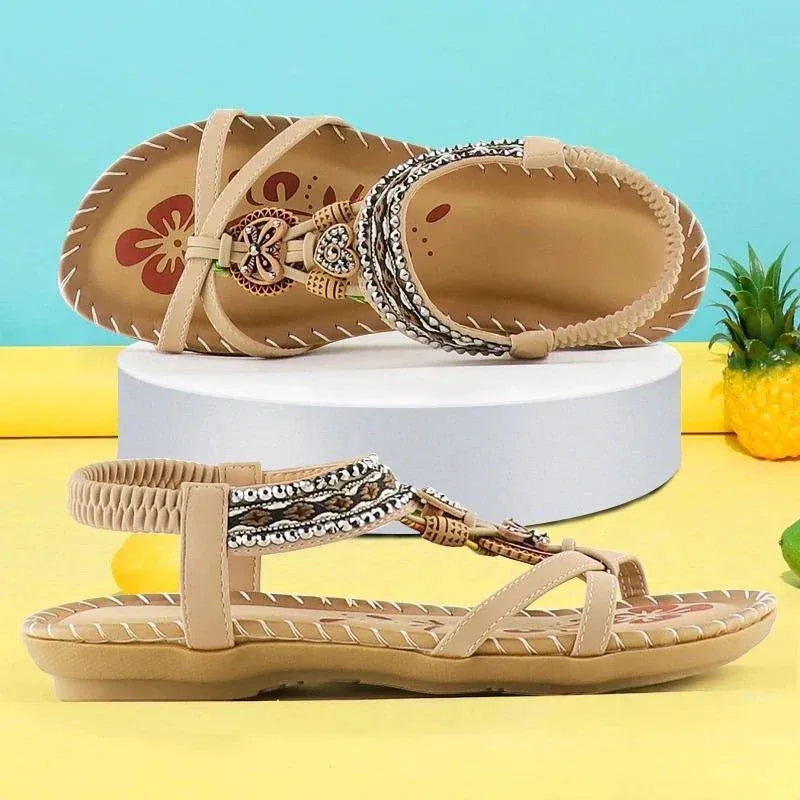 Women's Flat Sandals with Cushioned Insole and Lightweight Sole