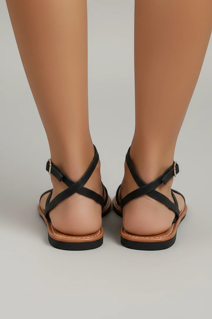 Women's Flat Strappy Sandals with Adjustable Strap