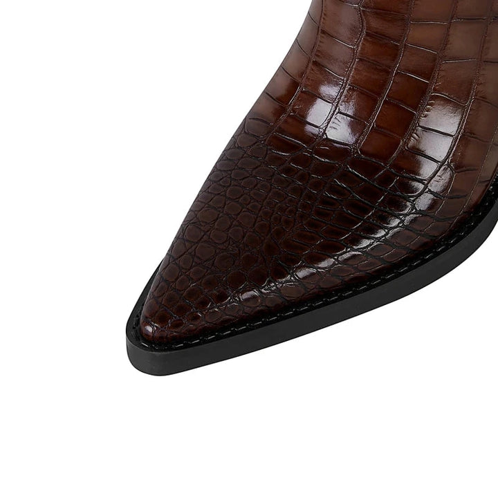 Women's Heeled Cowboy Boots with Block Heel and Wide Calf