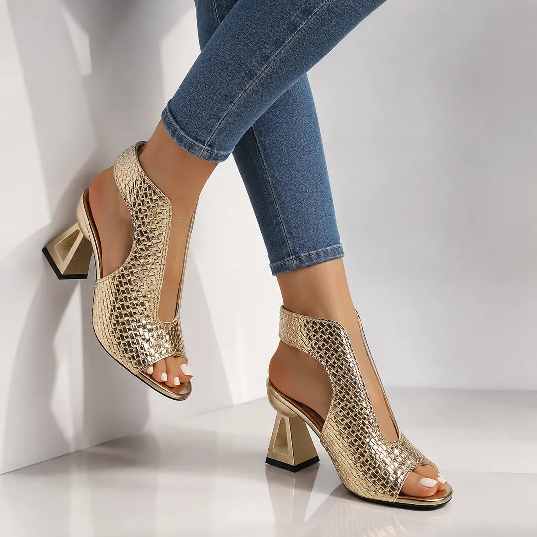 Women's Heeled Platform Sandals with Open Toe