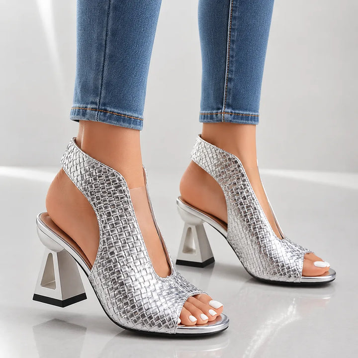 Women's Heeled Platform Sandals with Open Toe