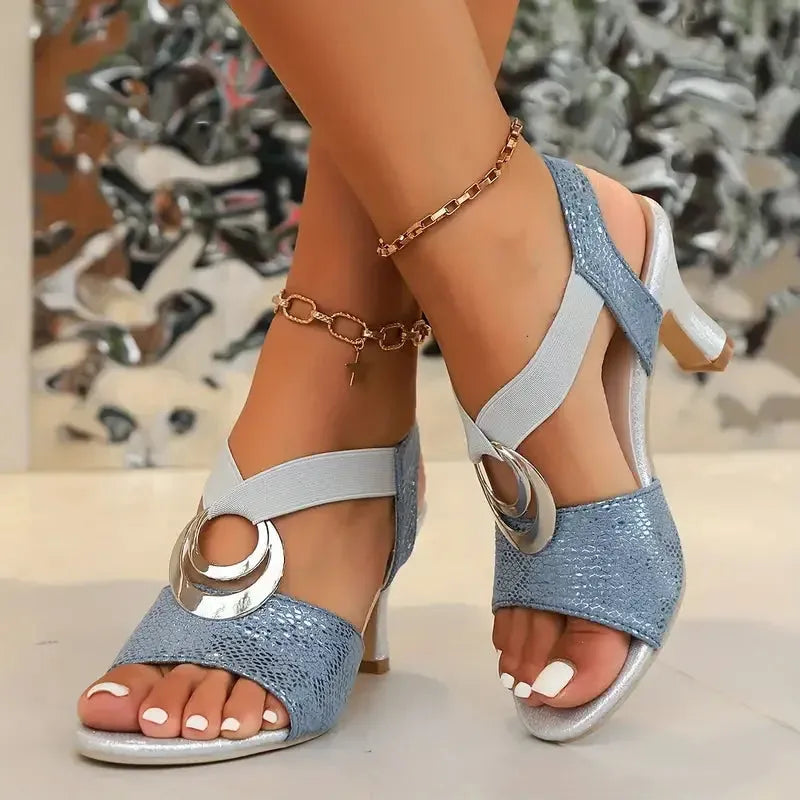 Women's Heeled Sandals with Anti Slip Sole and Adjustable Strap