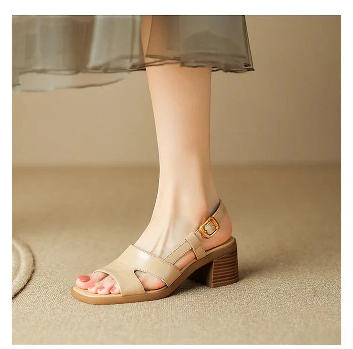 Women's Heeled Sandals with Block Heel and Adjustable Strap