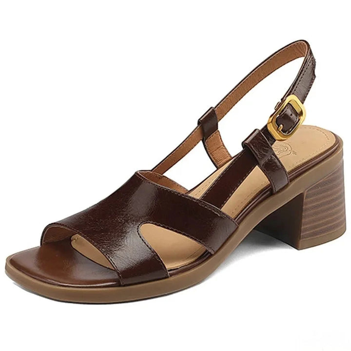 Women's Heeled Sandals with Block Heel and Adjustable Strap