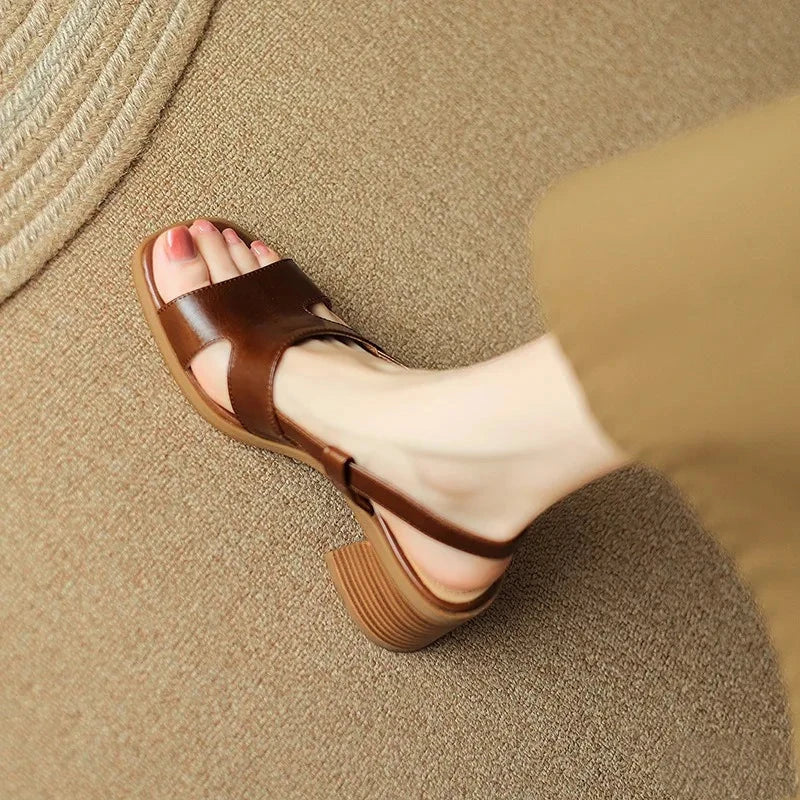 Women's Heeled Sandals with Block Heel and Adjustable Strap
