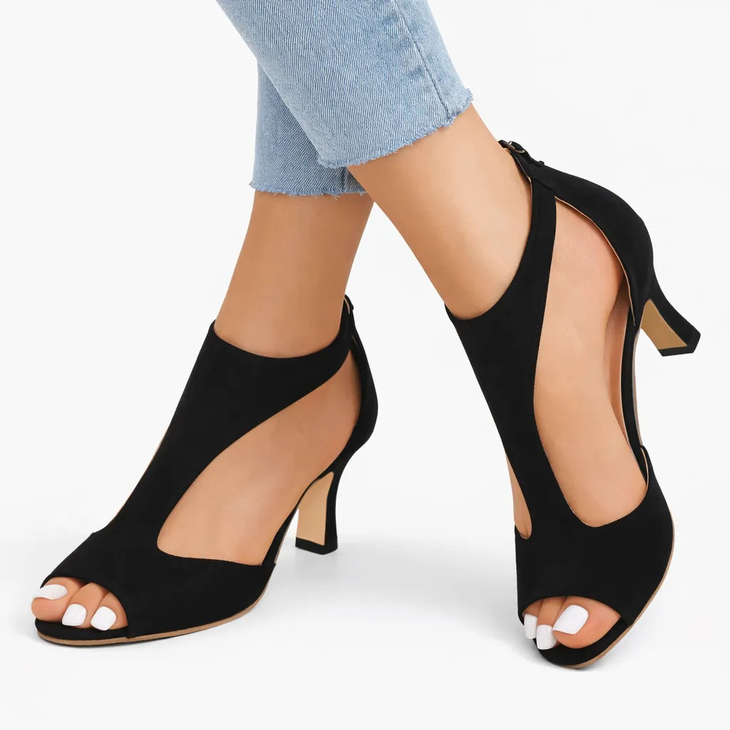 Women's Heeled Sandals with Cushioned Insole and Lightweight Sole