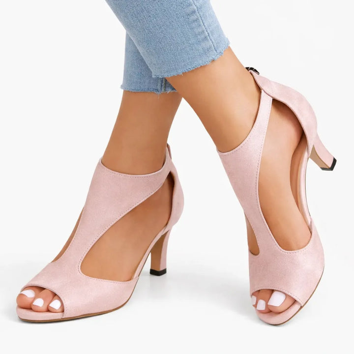 Women's Heeled Sandals with Cushioned Insole and Lightweight Sole