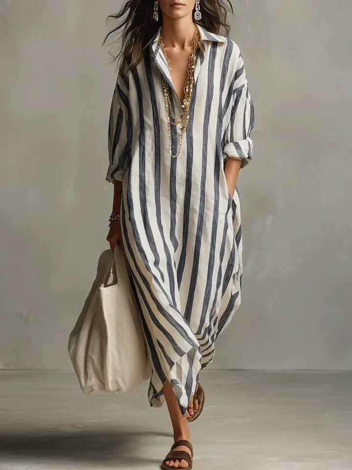 Women's Holiday Vintage Maxi Dress with Long Sleeves