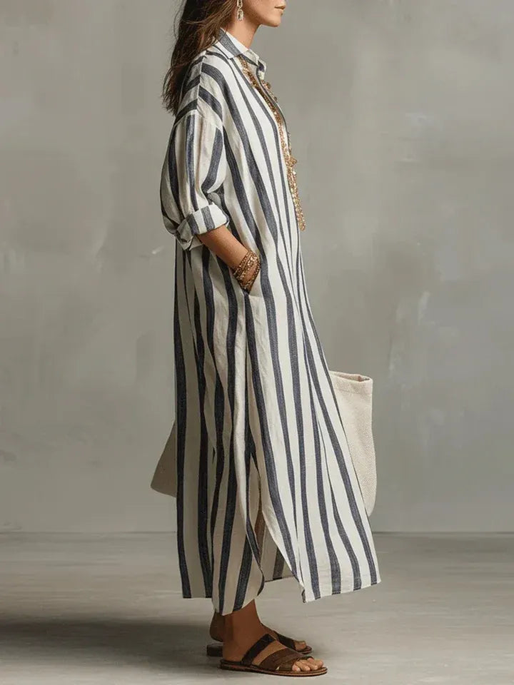 Women's Holiday Vintage Maxi Dress with Long Sleeves