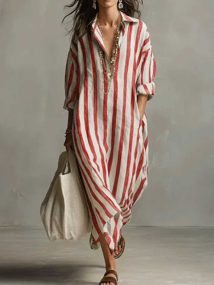 Women's Holiday Vintage Maxi Dress with Long Sleeves