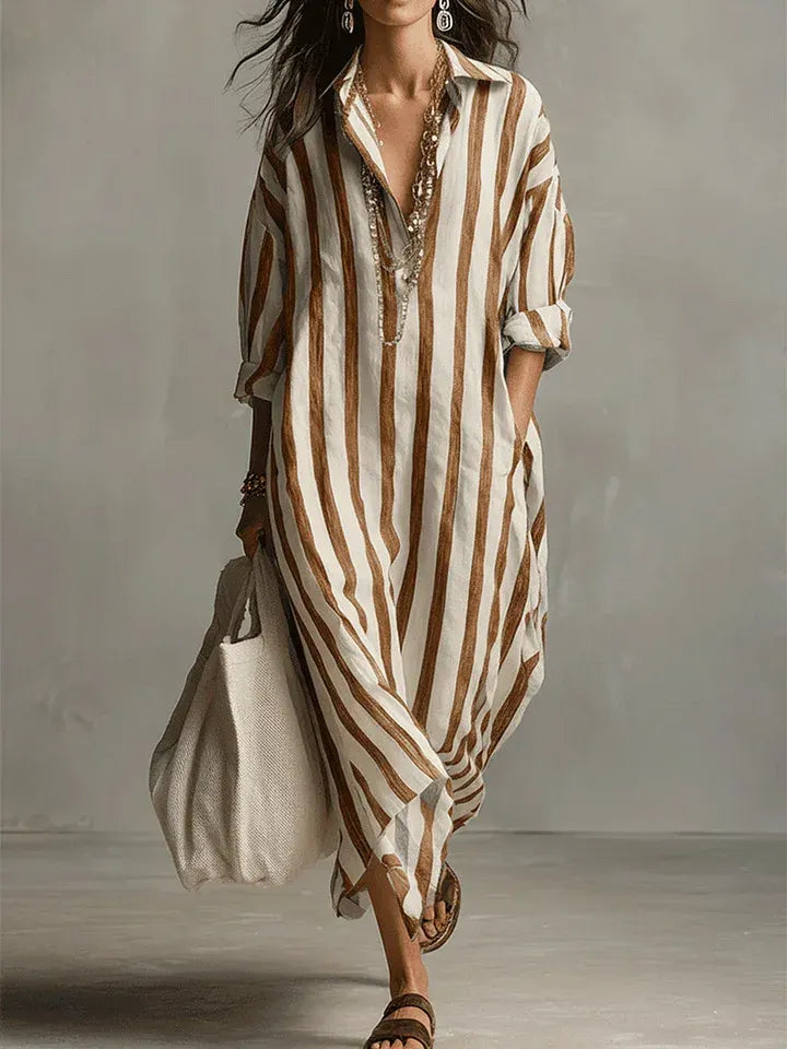 Women's Holiday Vintage Maxi Dress with Long Sleeves