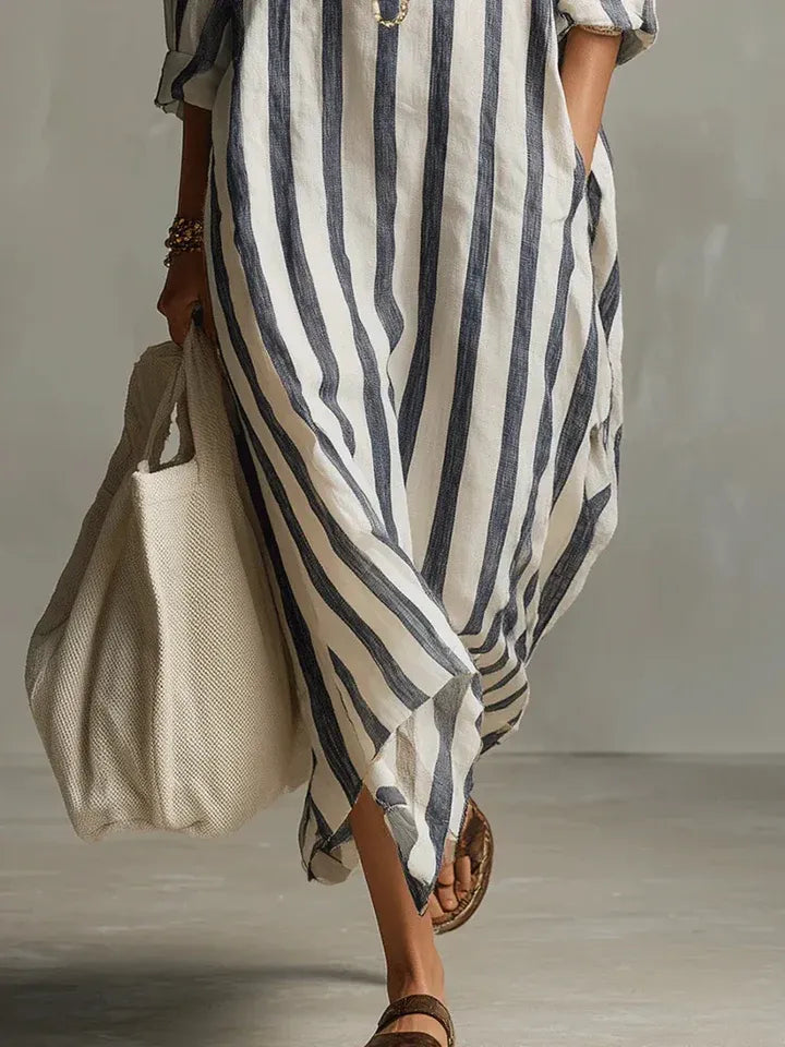 Women's Holiday Vintage Maxi Dress with Long Sleeves