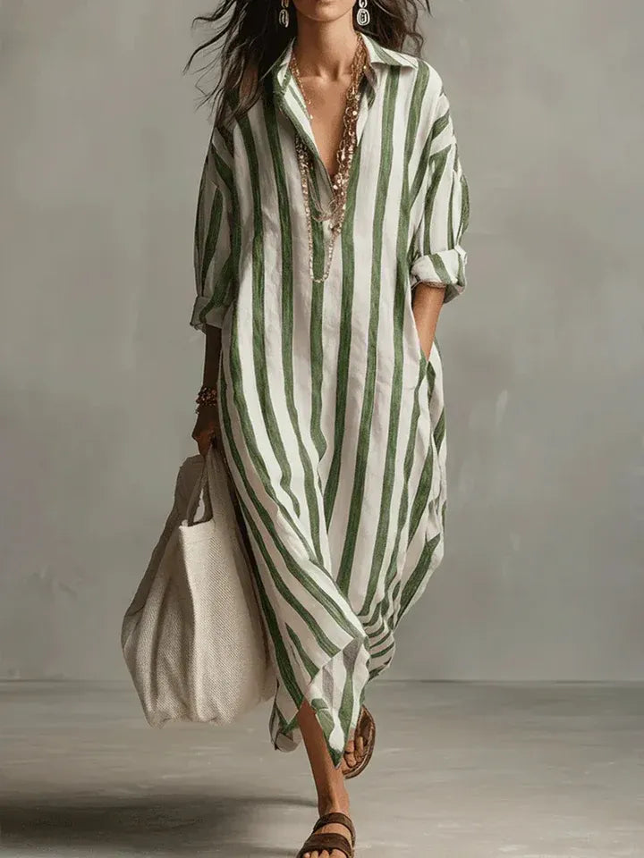 Women's Holiday Vintage Maxi Dress with Long Sleeves