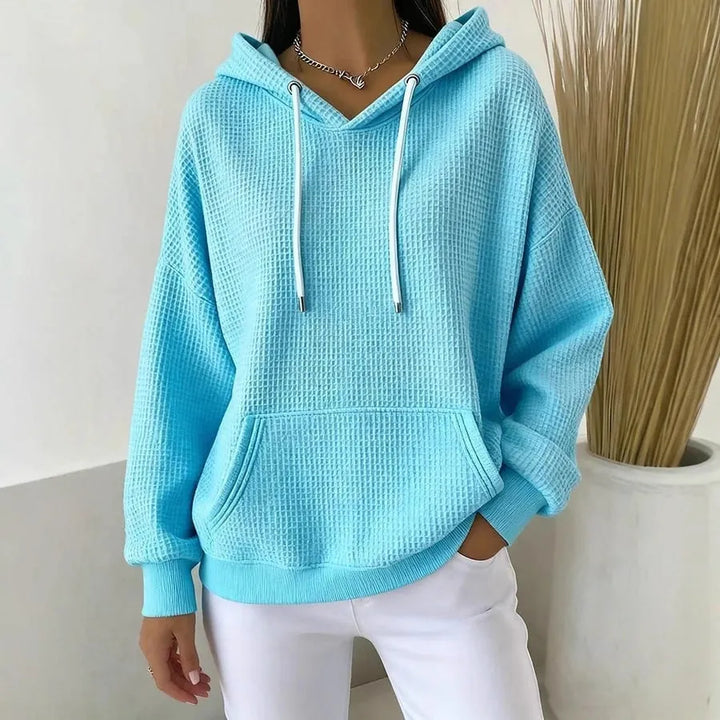 Women’s Knitted Oversized Hoodie with Ribbed Cuffs