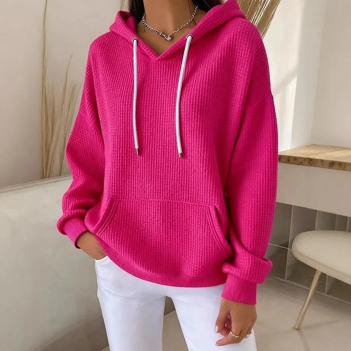 Women’s Knitted Oversized Hoodie with Ribbed Cuffs