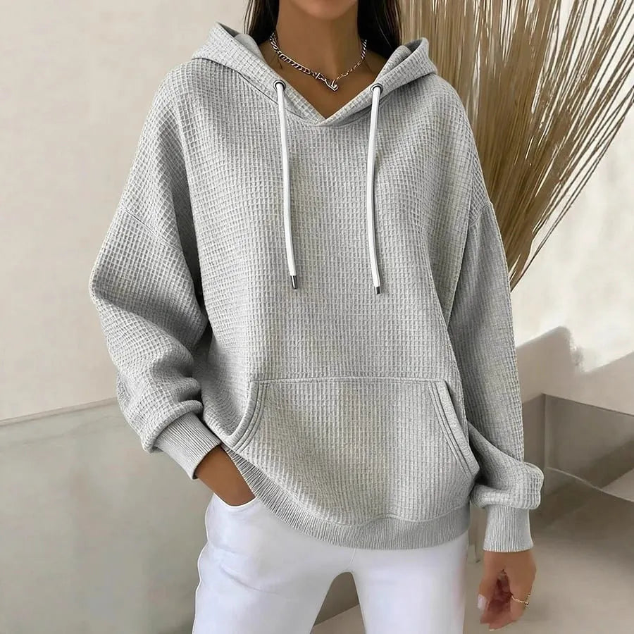 Women’s Knitted Oversized Hoodie with Ribbed Cuffs