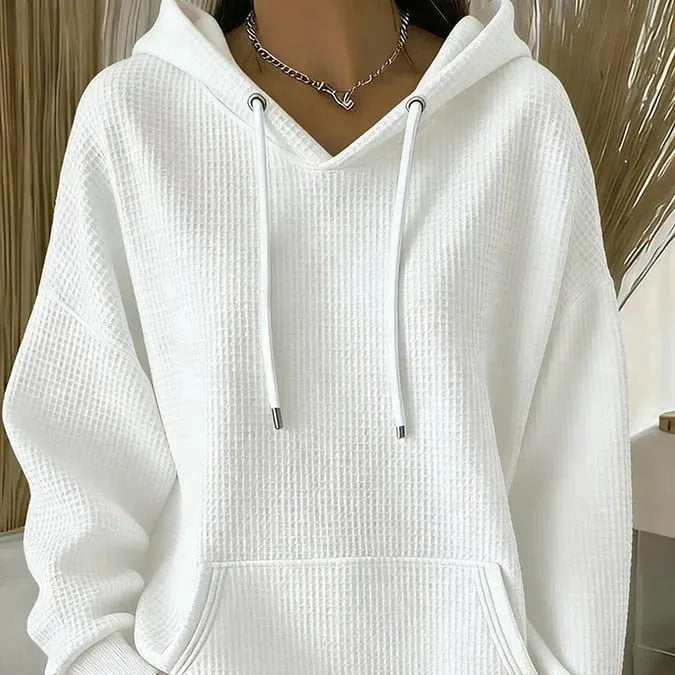 Women’s Knitted Oversized Hoodie with Ribbed Cuffs