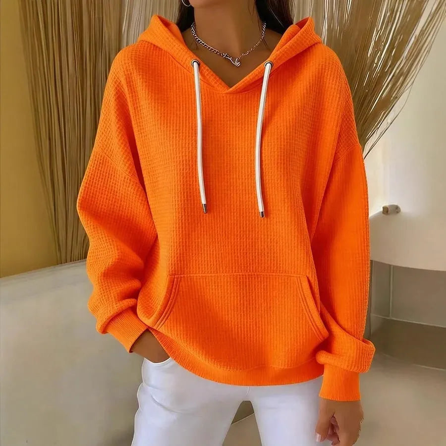 Women’s Knitted Oversized Hoodie with Ribbed Cuffs