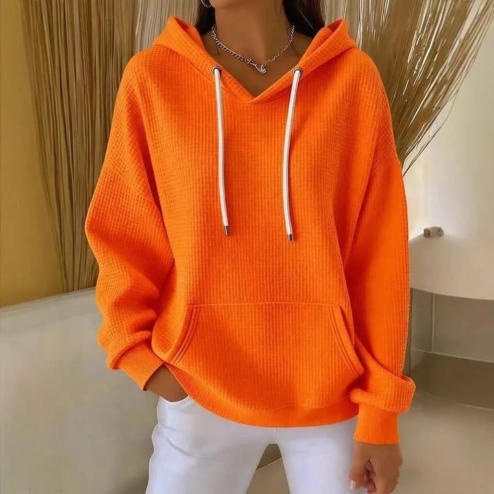 Women’s Knitted Oversized Hoodie with Ribbed Cuffs