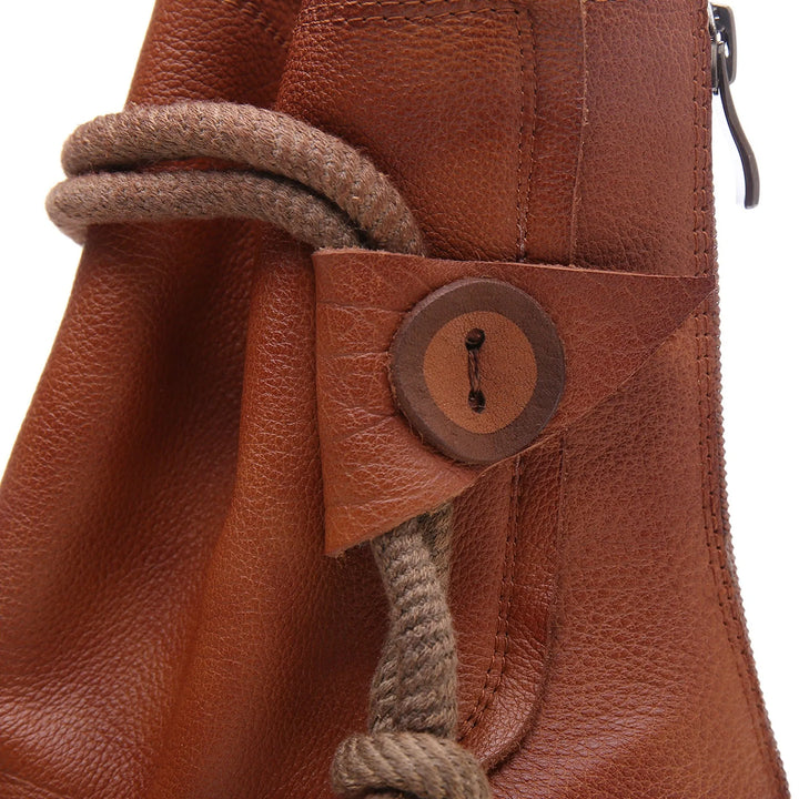 Women's Leather Flat Sandals with Soft Lining