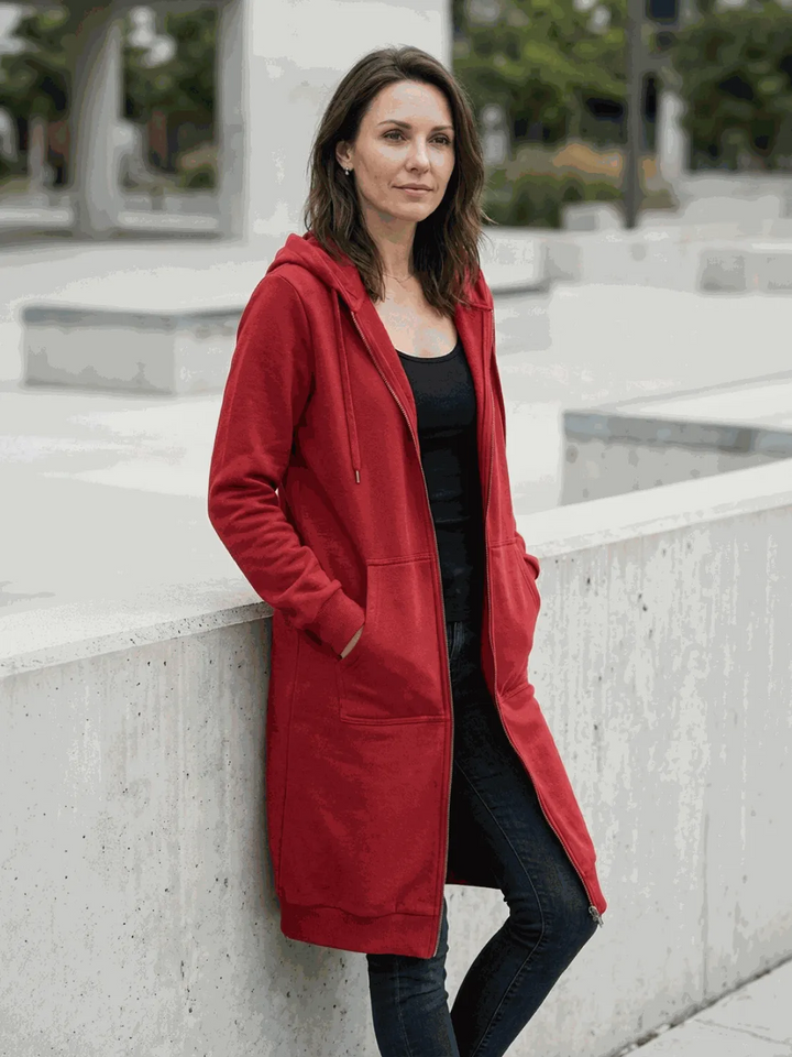 Women's Long Lightweight Hoodie with Zip-Up