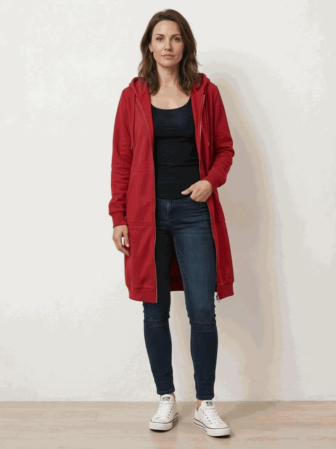 Women's Long Lightweight Hoodie with Zip-Up