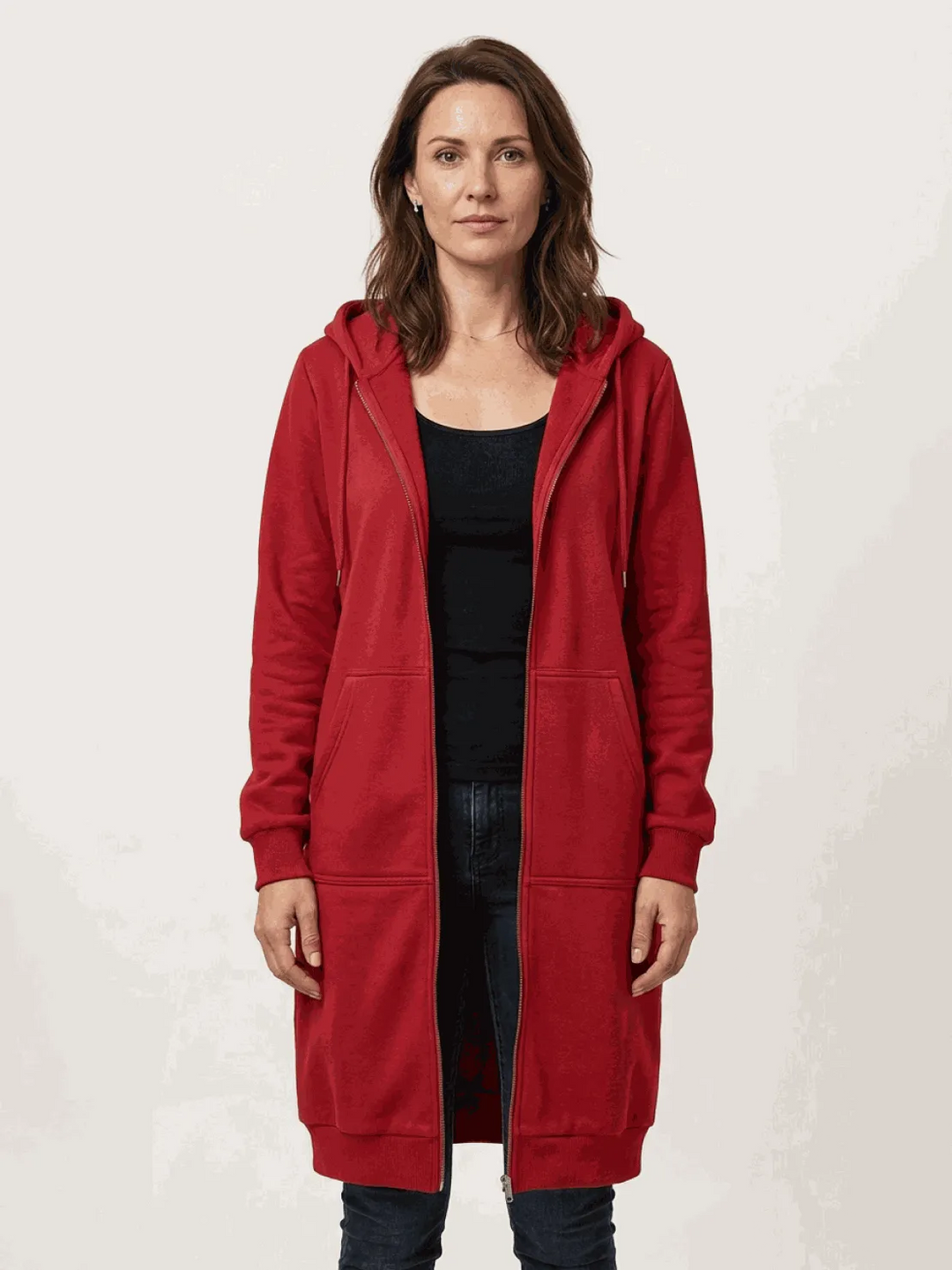 Women's Long Lightweight Hoodie with Zip-Up